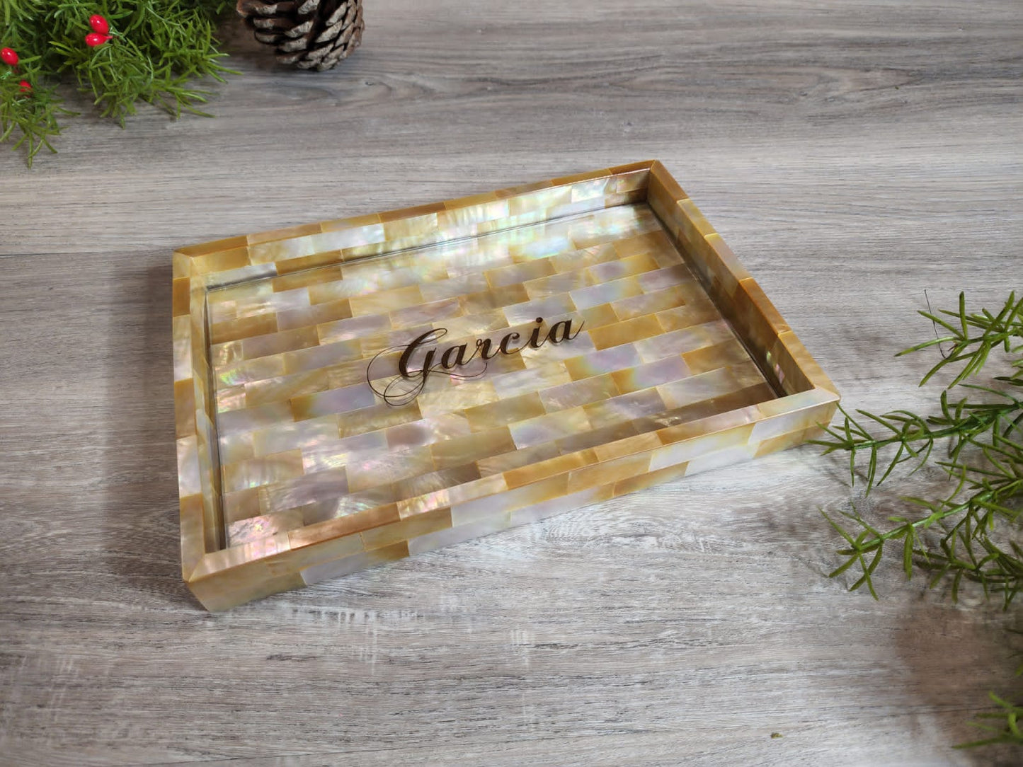 [FOR PRE-ORDER - 4 WEEKS LEAD TIME] MADRE PERLA PEQUEÑA Bandejas (SMALL Rectangle MOTHER OF PEARL Tray)