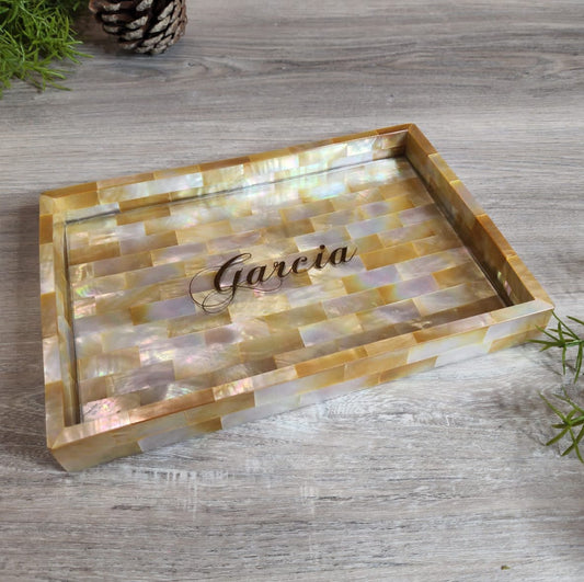 [FOR PRE-ORDER - 4 WEEKS LEAD TIME] MADRE PERLA PEQUEÑA Bandejas (SMALL Rectangle MOTHER OF PEARL Tray)